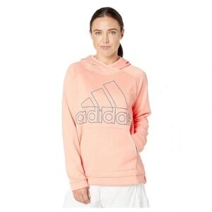 Women Adidas Climawarm Pull Over Hoodie Peach Pink Size Medium Excellent